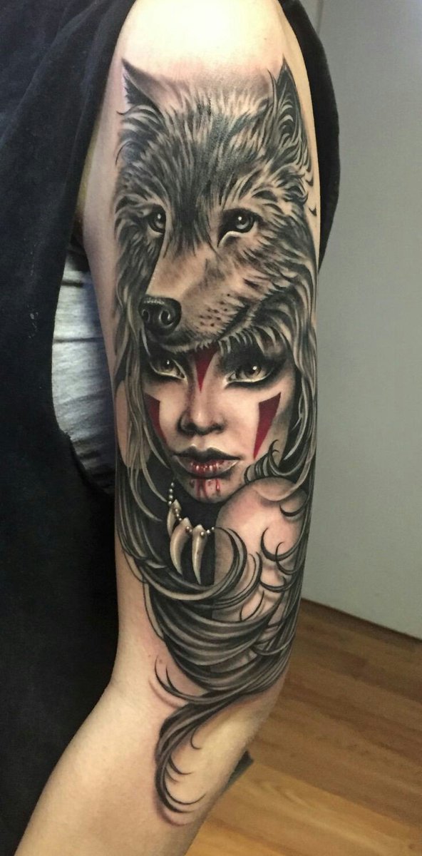 #tattoo #TattooDesigns #tattooart #woman #wolf
