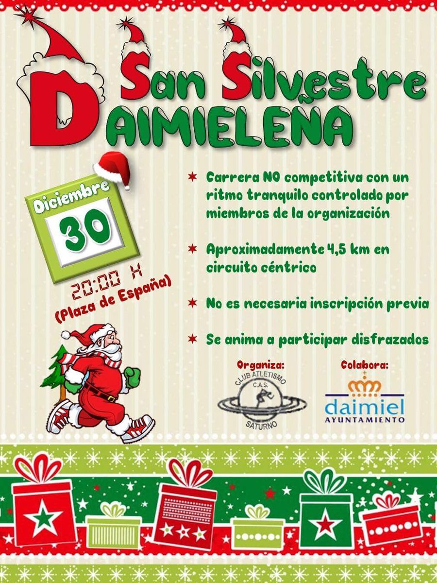 30 de diciembre. Nueva cita con el deporte en un ambiente festivo y navideño #SanSilvestreDaimieleña