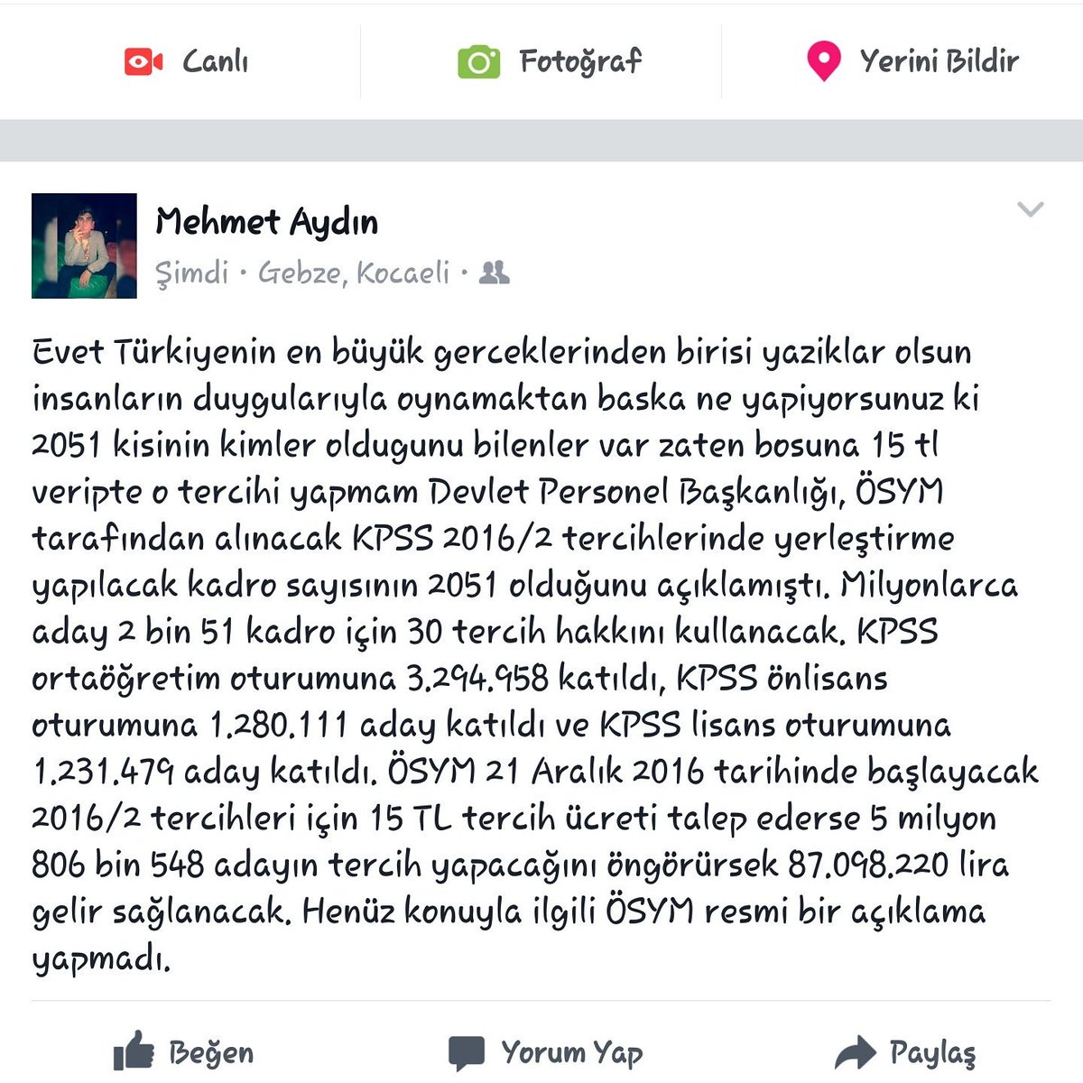 Yazık. Amk suc bizdeki bok var devlet memuru olucakmışız. Al sana memur hemde kol gibi....