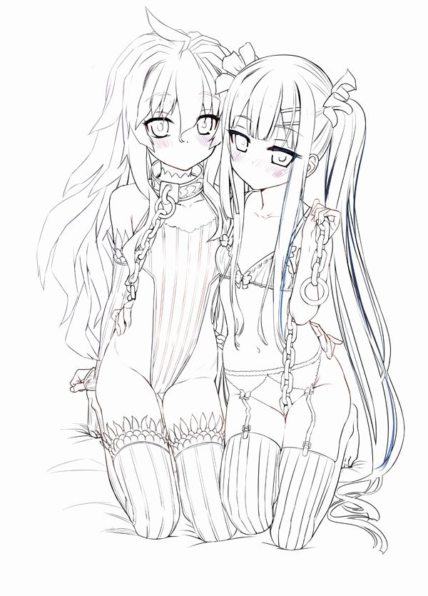 鎖と首輪を修正することにしたので、まずは線画を修正することに
金具や鎖をレイヤー分け→位置をずらしたり、微回転させたりして修正→線画にあわせてマスクを修正 