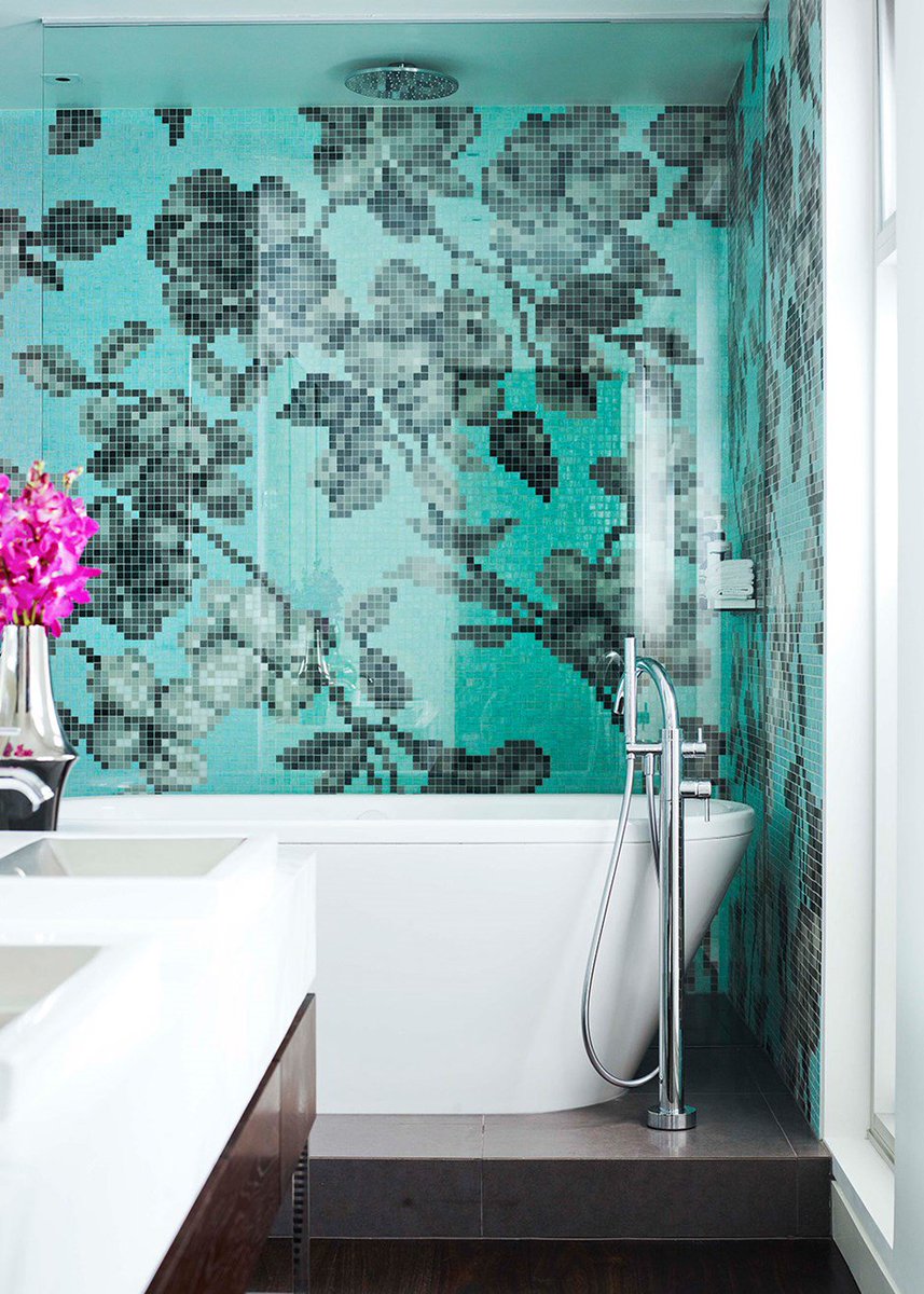 Fall in love with your bathroom again with this unique floral motif. #plumbermelbourne homebeautiful.com.au/article/bathro…