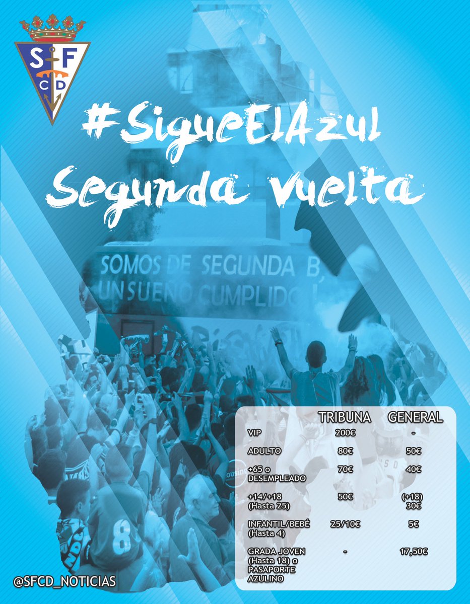 SFCD_Noticias's tweet photo. #SOCIOS | 📣 Para la segunda vuelta, #SigueElAzul. #VamosSanFernando🔵⚪️ https://t.co/BMWXbTSTbQ