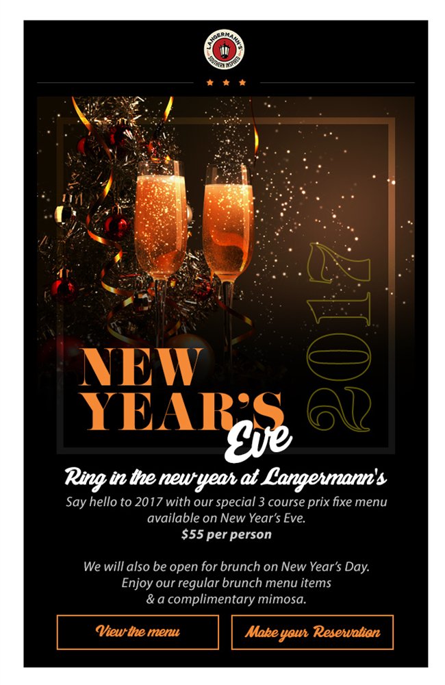Your New Year's Eve plans at Langermann's. bit.ly/2hXc5El