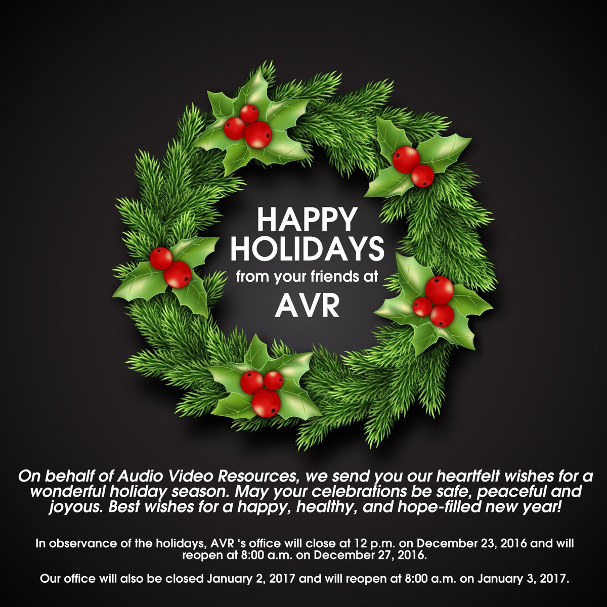 avrphoenix's tweet photo. Our holiday hours. https://t.co/uNQiJjTGAb