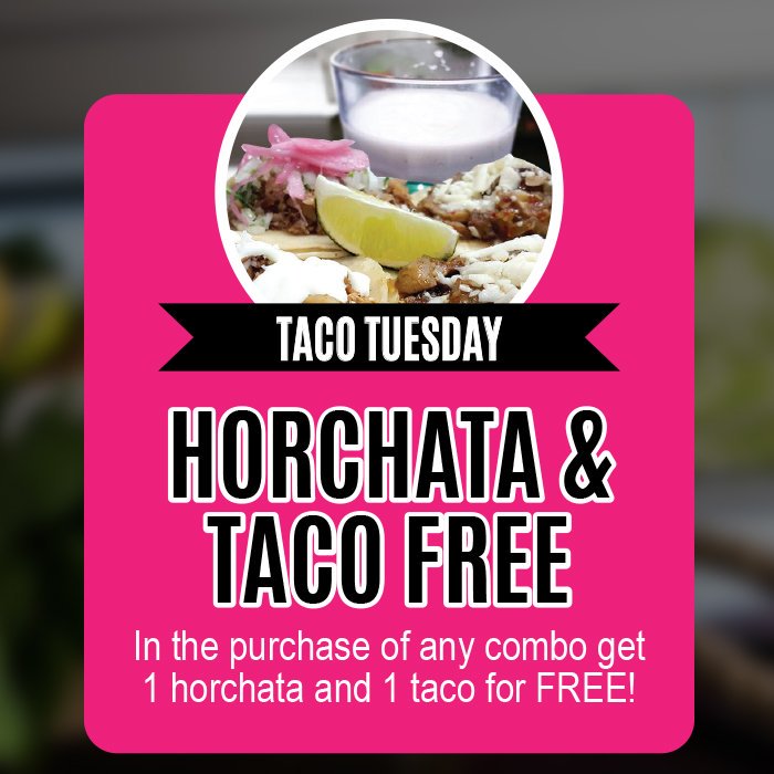 CatrinaTacos's tweet photo. #TacoTuesday is here! Enjoy our promotion! 🌮 #FreeTacoOnThursday https://t.co/fUAEQsWz0O
