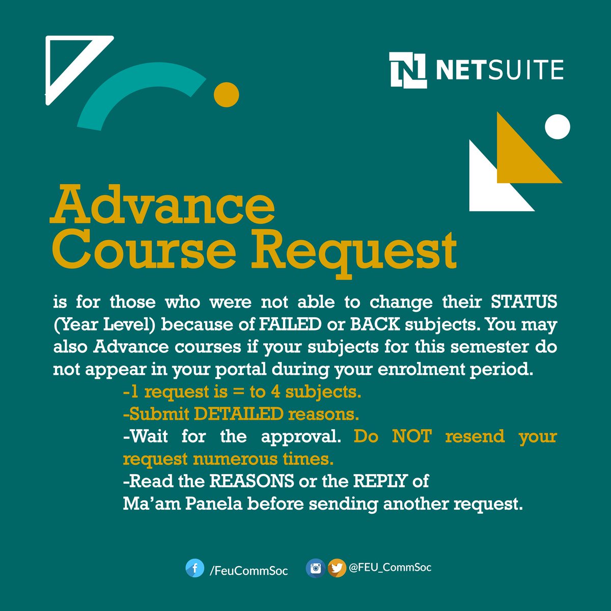 FEU_CommSoc's tweet photo. Regarding changing of passwords, downpayment, promissory note and advance course requirement. #edERP https://t.co/xZUmldu5wt