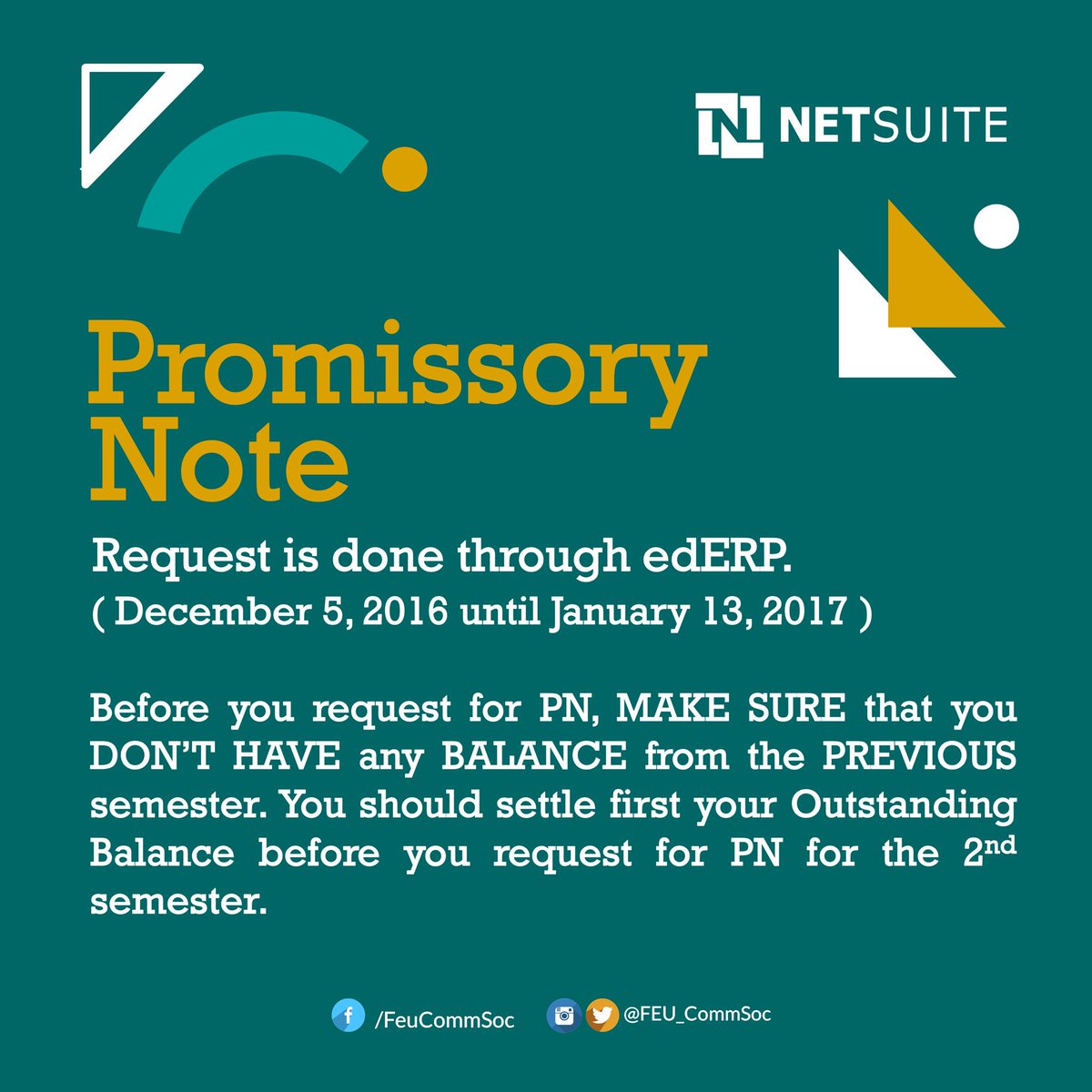 FEU_CommSoc's tweet photo. Regarding changing of passwords, downpayment, promissory note and advance course requirement. #edERP https://t.co/xZUmldu5wt