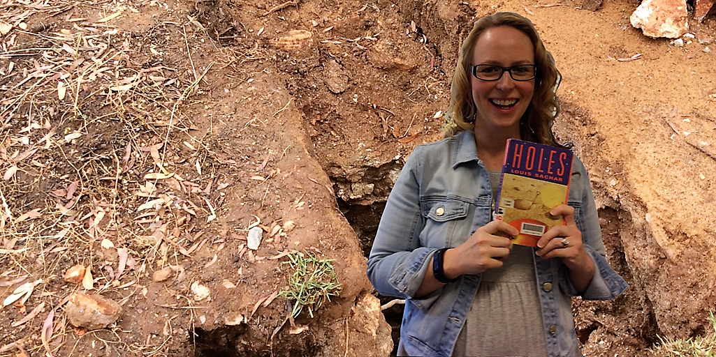 FlindersLib's tweet photo. Aliese loves #TopTitle: Holes. https://t.co/nW14UXVNAS. Stanley's cool and persistent in the face of constant misjudgement. https://t.co/0bTU9LaMXY