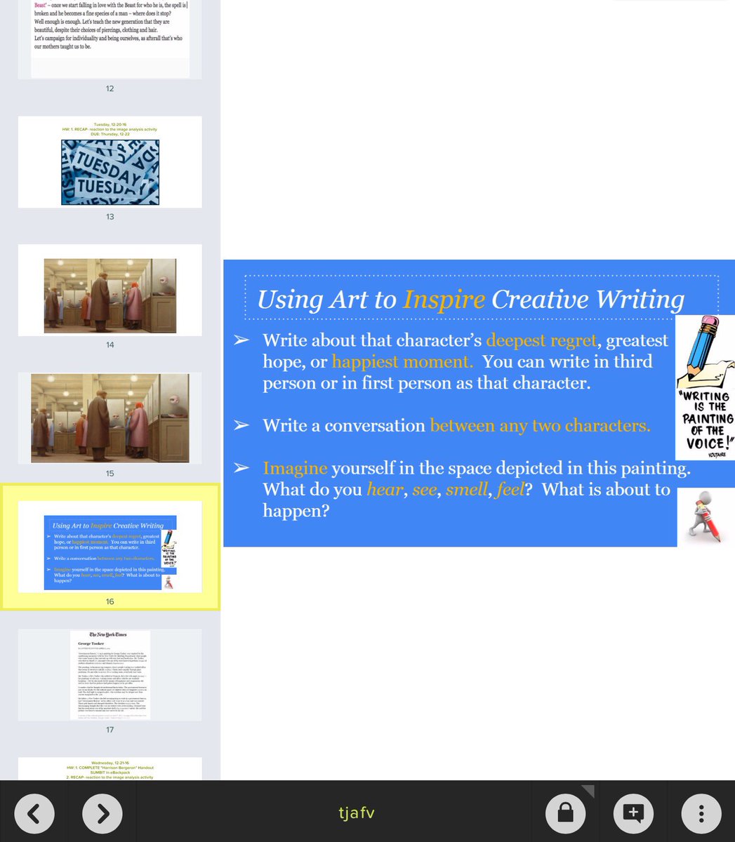 Mrs_LSauter's tweet photo. The amazing @betterbesloane helped Ss discuss mood, genre, perspective & write creatively through art analysis. I can't get enough of today! https://t.co/FCpdnJ3iDk