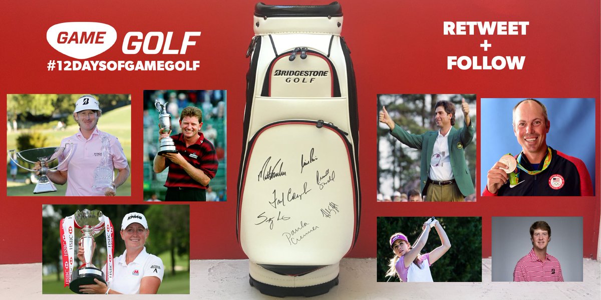 GAMEGOLF's tweet photo. Major Champions. Olympic Medalist. RT + FOLLOW to enter for this Bridgestone Staff Bag signed by their top pros! #12DaysOfGAMEGOLF #Giveaway https://t.co/aVYZQKkakH