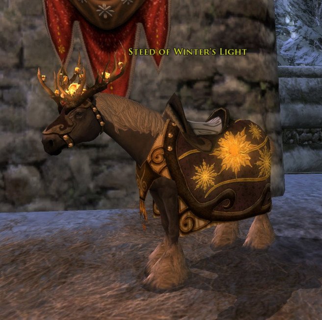 MsIriala's tweet photo. #YuleFest has officially begun! I've got my sights set on this gorgeous beast. @lotro #frostbluff #steed #mmorpg #lotro https://t.co/9pqOF3VYE0