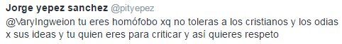 tu eres homófobo porque no toleras a los cristianos y los odias por sus ideas y tu quien eres para criticar y así quieres respeto