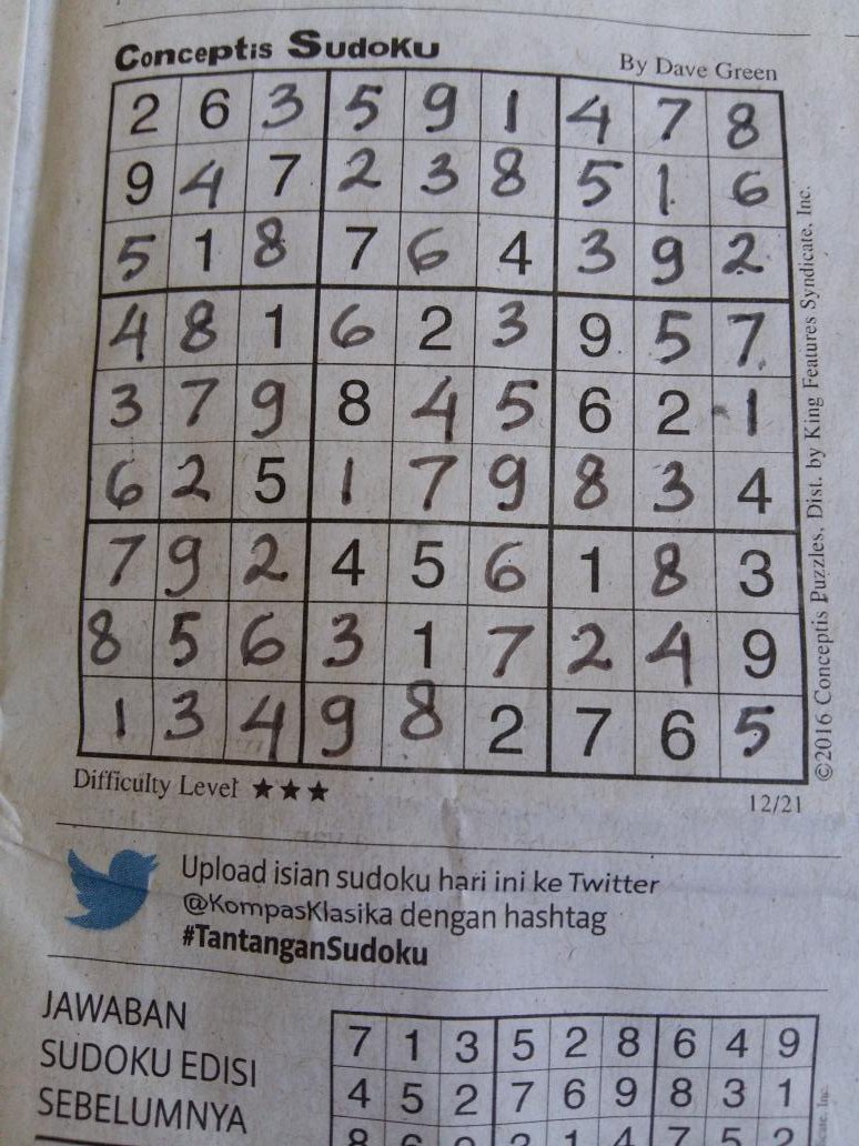 cindyrachmi's tweet photo. @KompasKlasika #TantanganSudoku https://t.co/fHM5fTXr8w