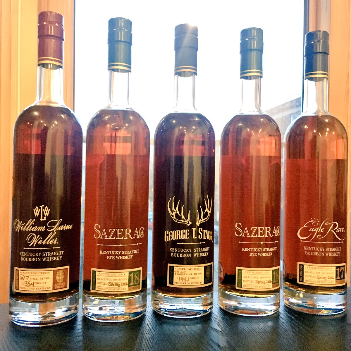 london_liquor's tweet photo. #BTAC2016 line-up before heading off to new homes @thebourbonator @whiskybunker @edkingUK @MCRBourbon https://t.co/haSzppBy2P