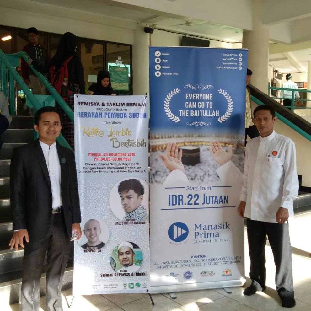 ManasikPrima's tweet photo. Kami turut berpartisipasi dalam acara "Ketika Jomblo Bertasih" bersama Ust. Salman Al Farizy &amp; Muzammil Hasballah di MASJID RAYA BINTARO https://t.co/1y6H4VLwHb