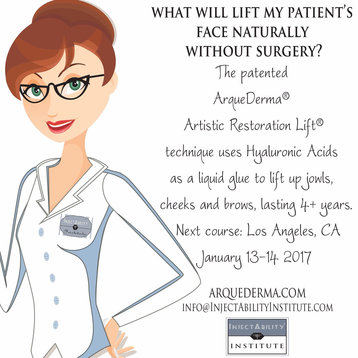 InjectAbility's tweet photo. Give ur pts a #NonSurgicalFaceLift lasting 2-4 years w/ the #Patented #ArqueDerma® technique #AestheticCourses #Injectabletraining #January https://t.co/ORLk8LVx2q