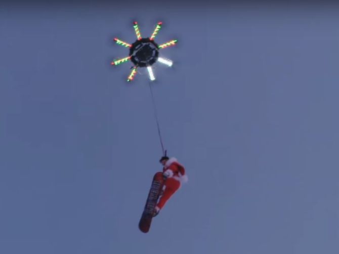 Huge drone turns guy into flying machine -- and epic snowboarder cnet.co/2idPKBR