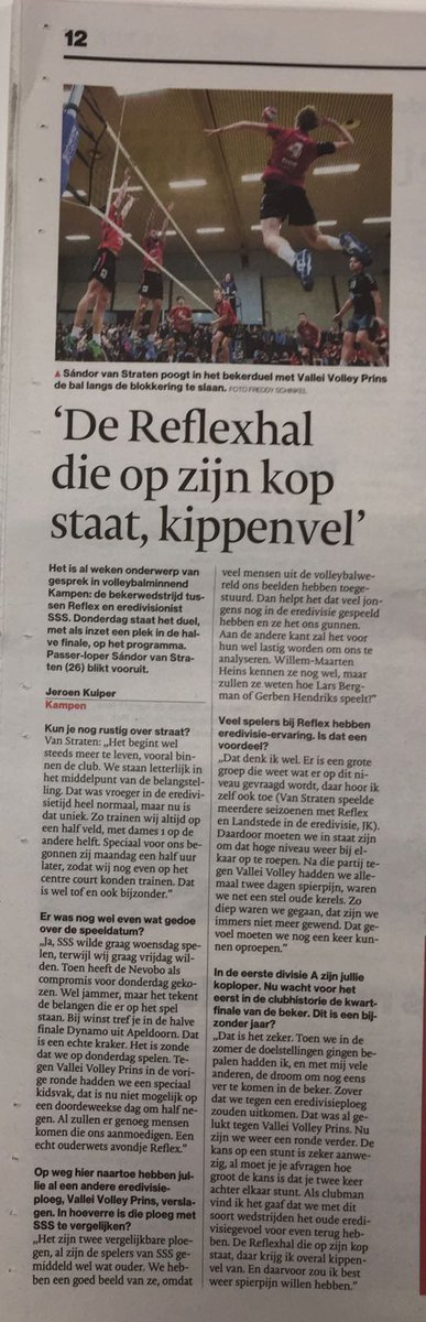 Mooi artikel in <a href="/sportstentorzwo/">Stentor Sport Zwolle</a> als voorbeschouwing op as donderdag kwartfinale bekertoernooi tegen SSS. Be there!