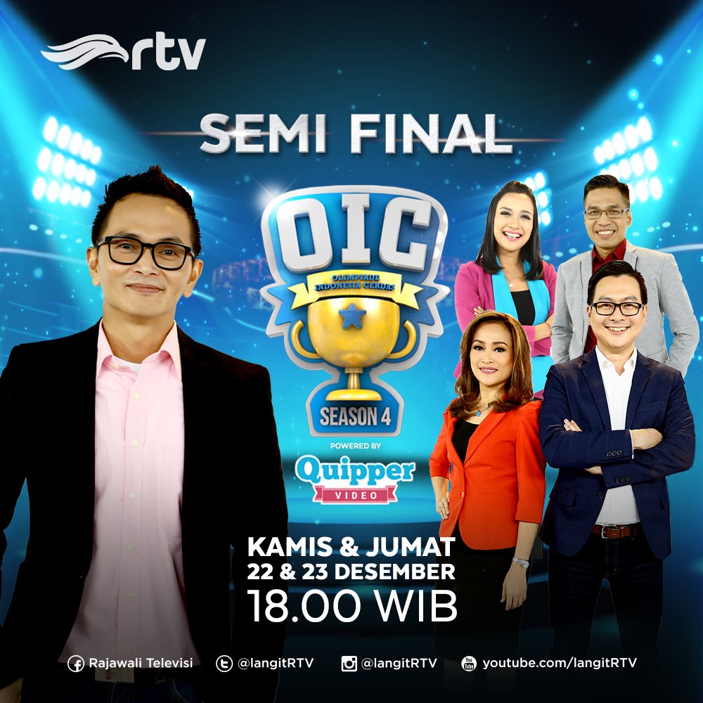 langitRTV's tweet photo. OIC SEASON 4 @oicRTV POWERED BY @Quipper_ID Semi Final Kamis, 22 Desember 2016 pkl. 18:00 WIB hanya di RTV #OICseason4rtv #QuipperVideo https://t.co/INinTBINGg