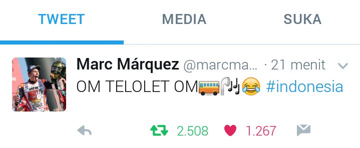 26_titik's tweet photo. @marcmarquez93 done 👍 come on @26_DaniPedrosa  create a posts OM TELOLET OM 📣🚌 😂 #OmTeloletOm #Indonesia https://t.co/aTIdfGj7Ta