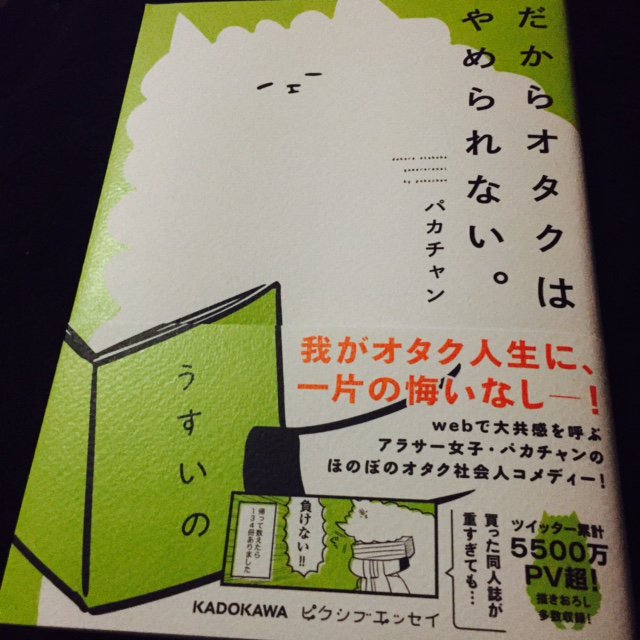 早いところでは今日から並んでいるそうですが「だからオタクはやめられない」明日発売です。コミックエッセイ売り場にあります。添付した画像は担当さんに「ちょっとよくわからない」と却下されてしまったものですが、購入してくださった同世代の方… 