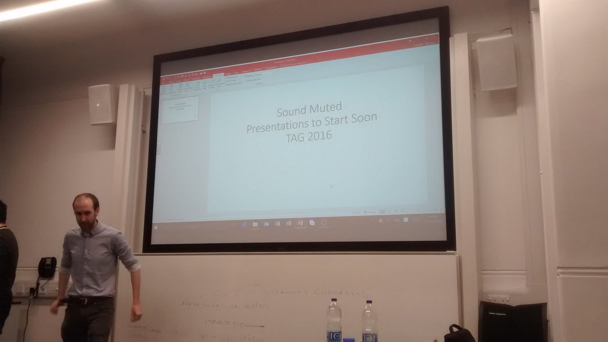 adoptarchy's tweet photo. @TAGsoton  #LHEN. Session 'Archaeology is a Political Matter'. about to start.  @DrRobLennox overseeing the start. https://t.co/DgSYHWjB7Q