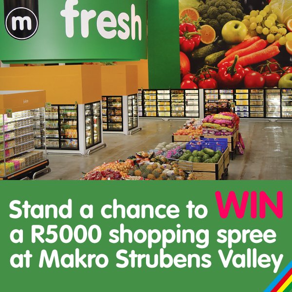 Makro_SA's tweet photo. We are giving away a shopping spree valued at R5000! Shop at Makro Strubens Valley to enter. T's and C's apply https://t.co/mdONIqTIau