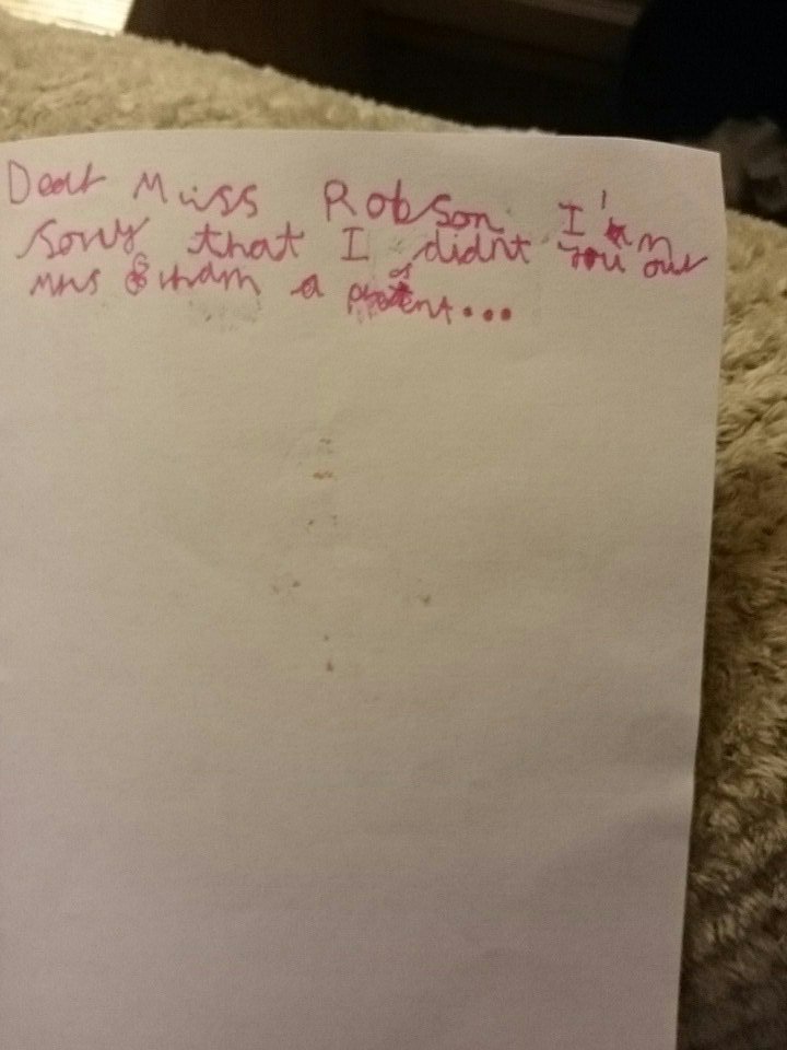 dazjhewitt's tweet photo. @PortobelloPri Harvey Hewitt obviously pretty upset that someone didnt get his teachers a xmas gift.  #Missrobson #Mrsharn(i think) https://t.co/ADLZlcnANJ