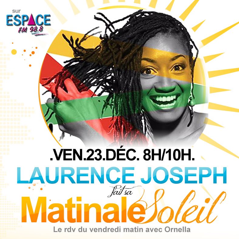 OrnellaEspaceFm's tweet photo. On termine la semaine avec le smile ce vendredi avec @LaurenceJoseph1 pour #LaMatinaleSoleil ☀️ https://t.co/OvdECXA9sf