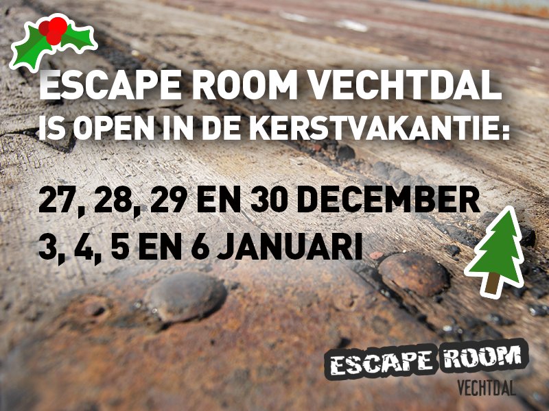 Nog op zoek naar een leuk uitje voor in de kerstvakantie? Boek snel via: escaperoom-vechtdal.nl