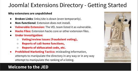 Joomla_JED's tweet photo. JED-Devs: Why extensions are unpublished #jab16 #joomla https://t.co/kF7tLtyNPu https://t.co/mTjUn37sgV