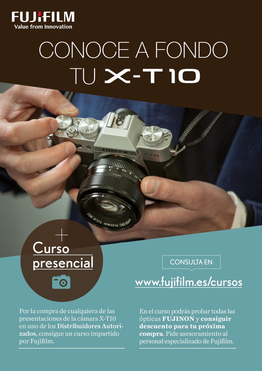 fujifilm_es's tweet photo. Cursos exclusivos para propietarios de la cámara #Fujifilm #XT10 https://t.co/tKdPBq2PTw #esFujifilmX #5YearsOfXseries https://t.co/Dg14O3bmsb