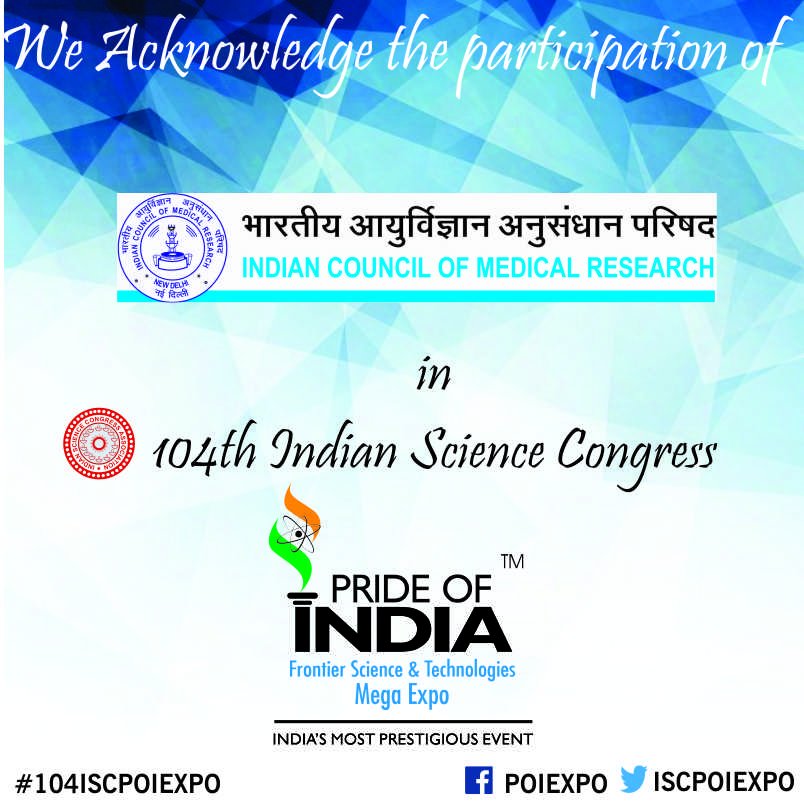 ISCPOIEXPO's tweet photo. We acknowledgment of @ICMRDELHI in @isc104th - @ISCPOIEXPO from 3-7 Jan 2017 at @svuniversityin #Tirupati #India

#104iscpoiexpo https://t.co/3pRtjYWF8G