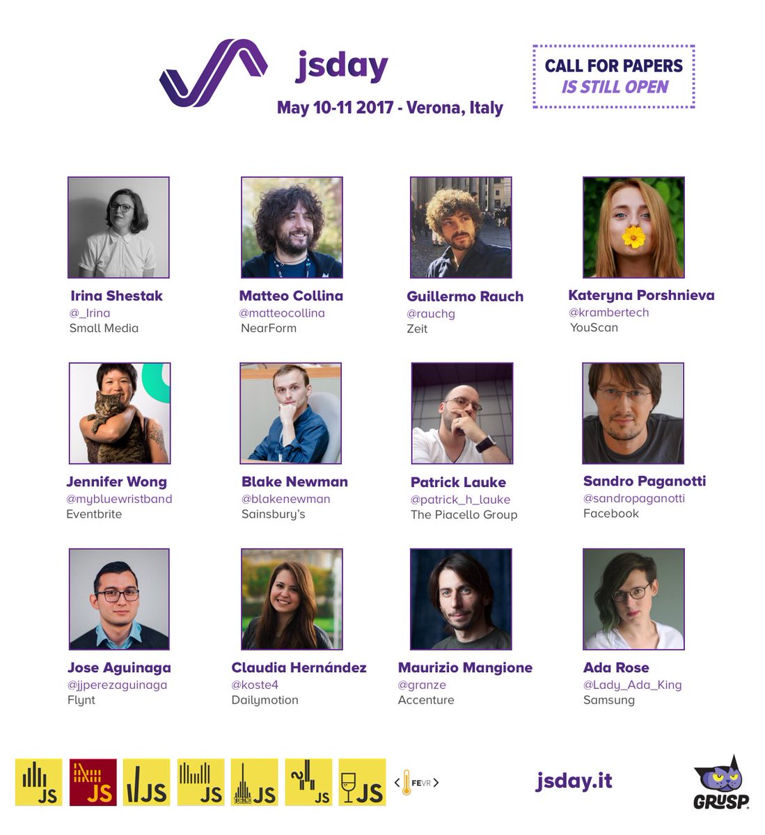 oh oh oh, 4 new awesome speakers: <a href="/_lrlna/">ірина</a>, <a href="/matteocollina/">Matteo Collina</a>, <a href="/rauchg/">Guillermo Rauch</a> and <a href="/krambertech/">Kateryna Porshnieva</a>! #javascript #cfp still open 2017.jsday.it