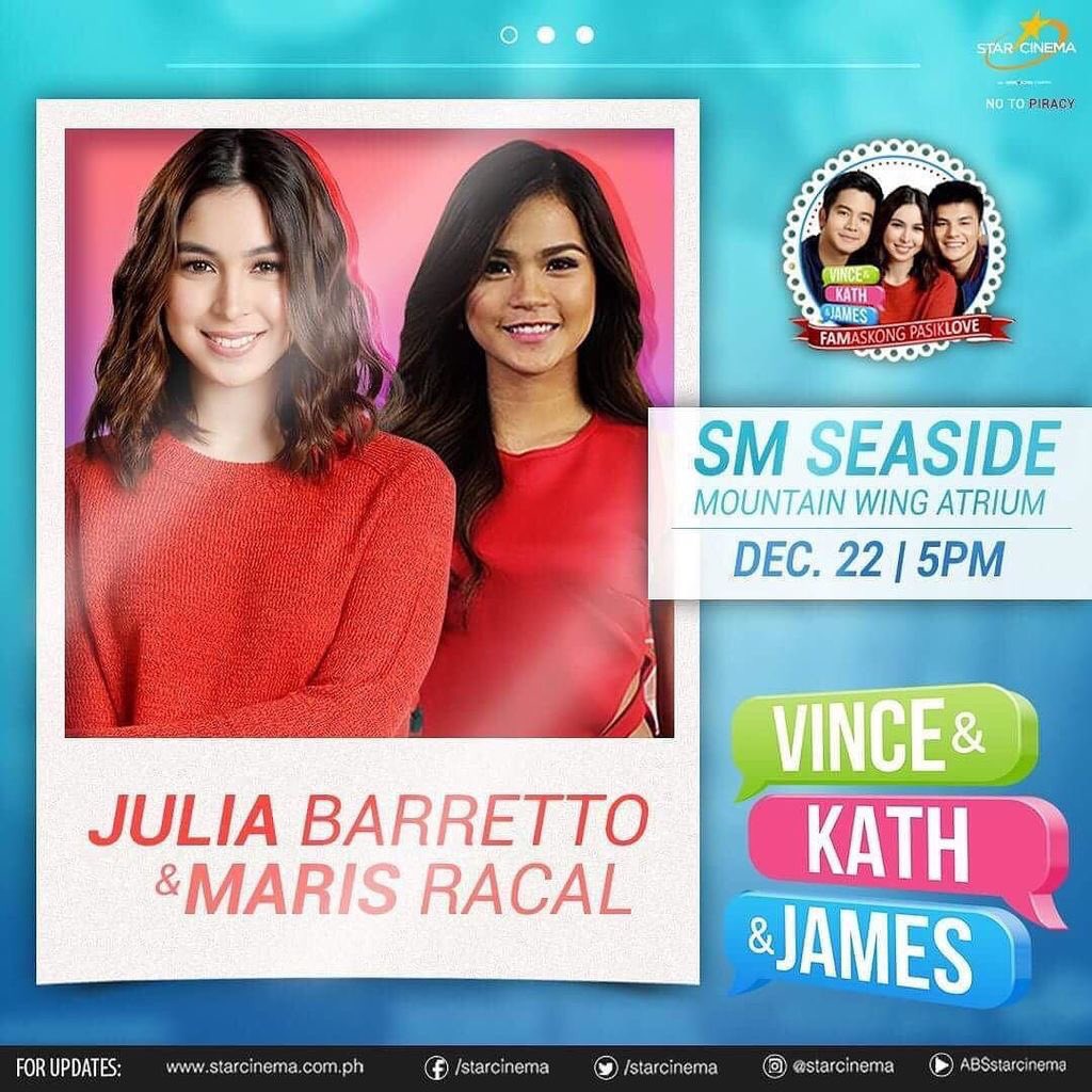FTLilie's tweet image. VKJ girls(Julia and Maris)live Dec. 22 at #SMSeasideCityCebu

#MMKTillWeMeetAgain this Saturday, Dec 24

#VinceAndKathAndJames December 25