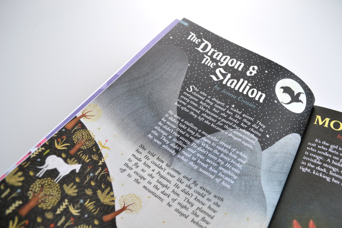 FirewordsMag's tweet photo. Regular contributor @katieamywebb is back with some lovely artwork in #Firewords7 for 'The Dragon &amp; The Stallion' 🐉🐎 https://t.co/IaHWNR8AWJ https://t.co/y9GafXReUY