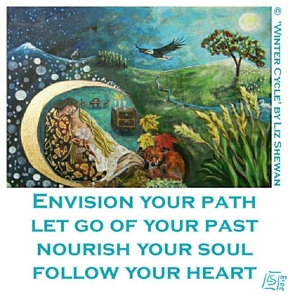 PsychicThursday's tweet photo. #happy #solstice2016 to you all ♥ ... (beautiful #art #paintings 'Winter Cycle' by #artist @LizShewan #ArtisttoWatch https://t.co/vtowQKzbK2