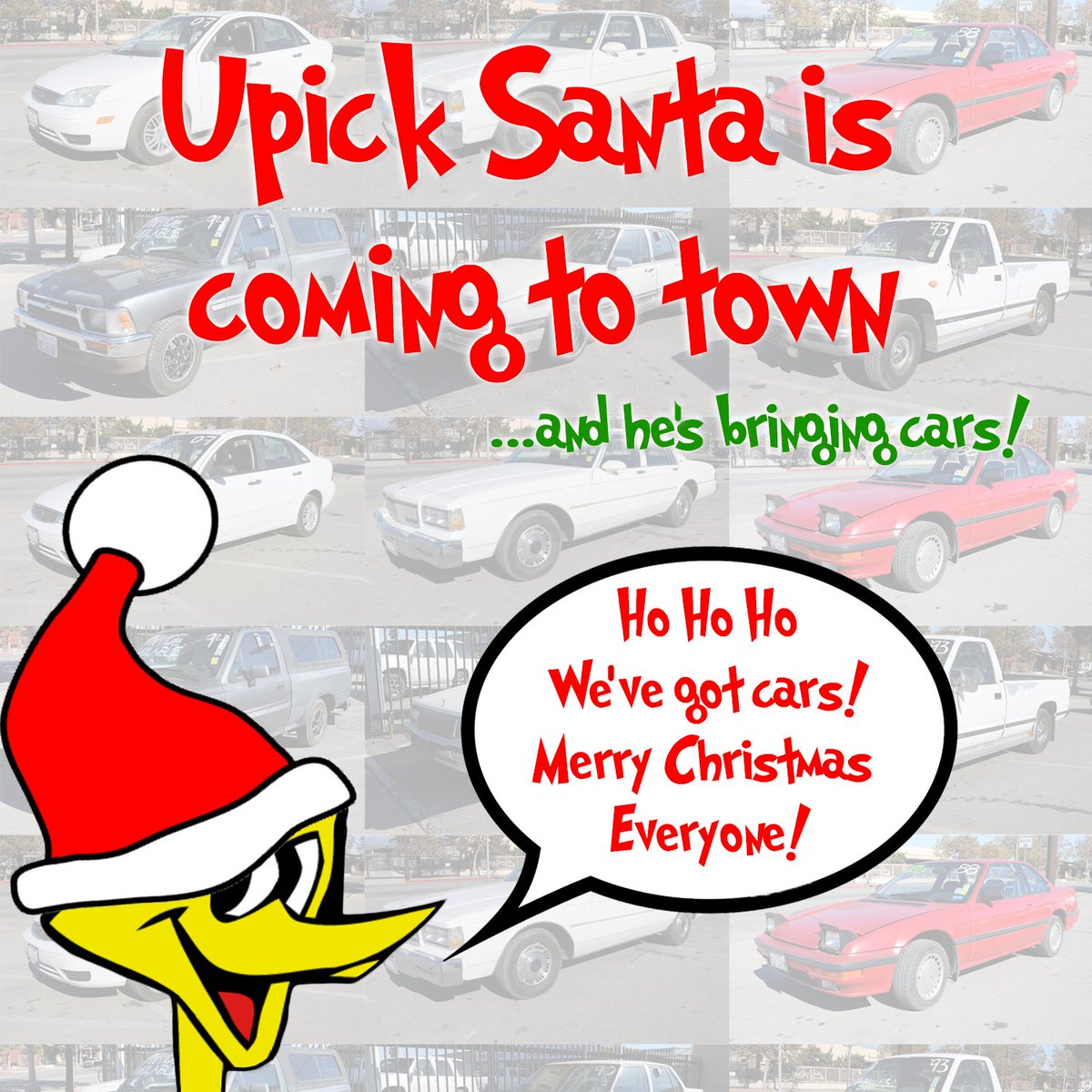 UpickSave's tweet image. Christmas is 4 days away and Upick Santa came early! We have tons of great used cars at our Pomona and Gardena locations. #christmas #upick