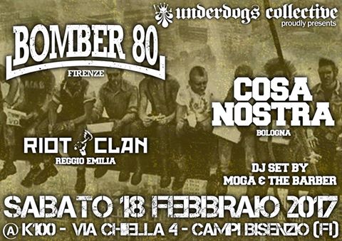 underdogsFI's tweet photo. #k100 #firenze #eventi #underdogscollective #bomber80 #cosanostra #riotgang #punk #hardcore #oi #skinhead #antifascismo #nonazi #concerti https://t.co/ZnUrbhA1zx