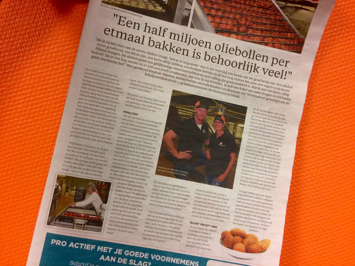 "Een half miljoen #oliebollen per etmaal bakken is behoorlijk veel"  zegt Stephan Venema in december krant @grootsneek door <a href="/henkvdveer/">Henk van der Veer</a>
