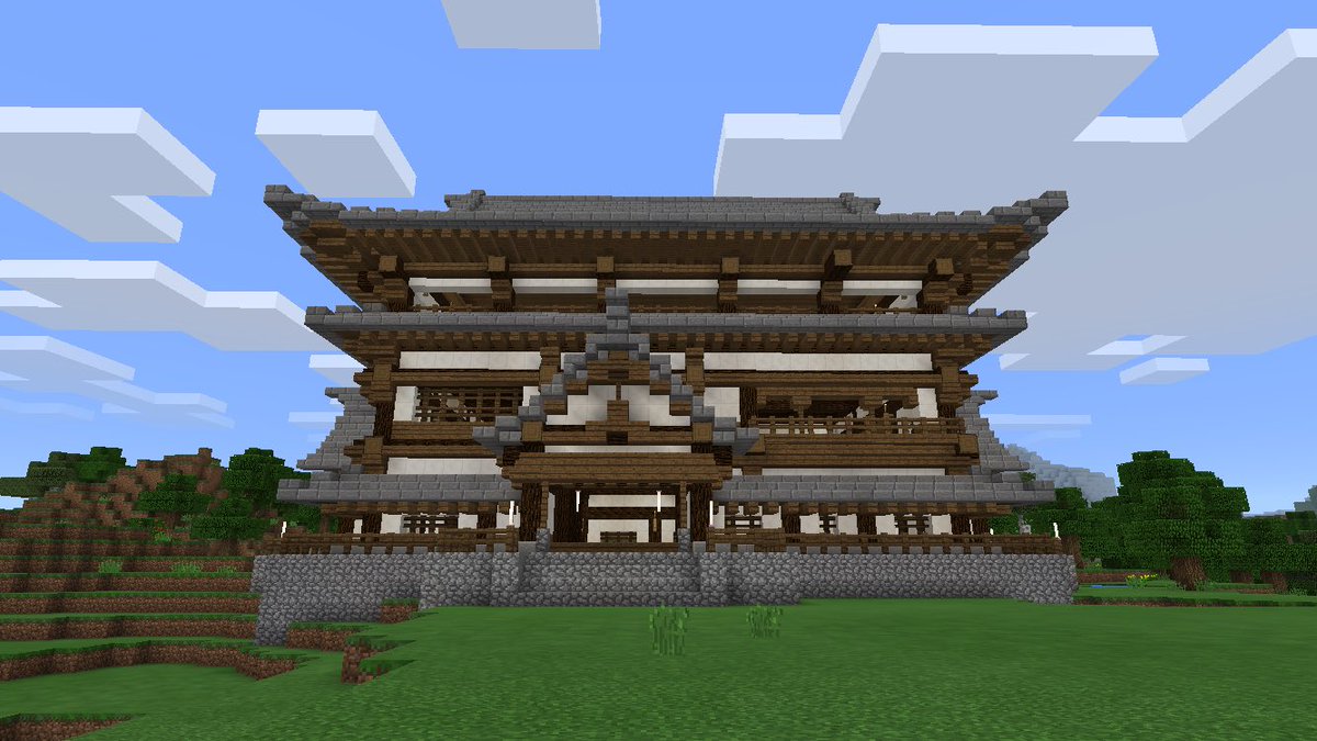 Taisei ōishi 久々の和風建築 様々なアドバイスを頂き ほとんど屋根 ようやく完成しました 疲れたぁ Minecraft マイクラ マイクラpe 和風建築