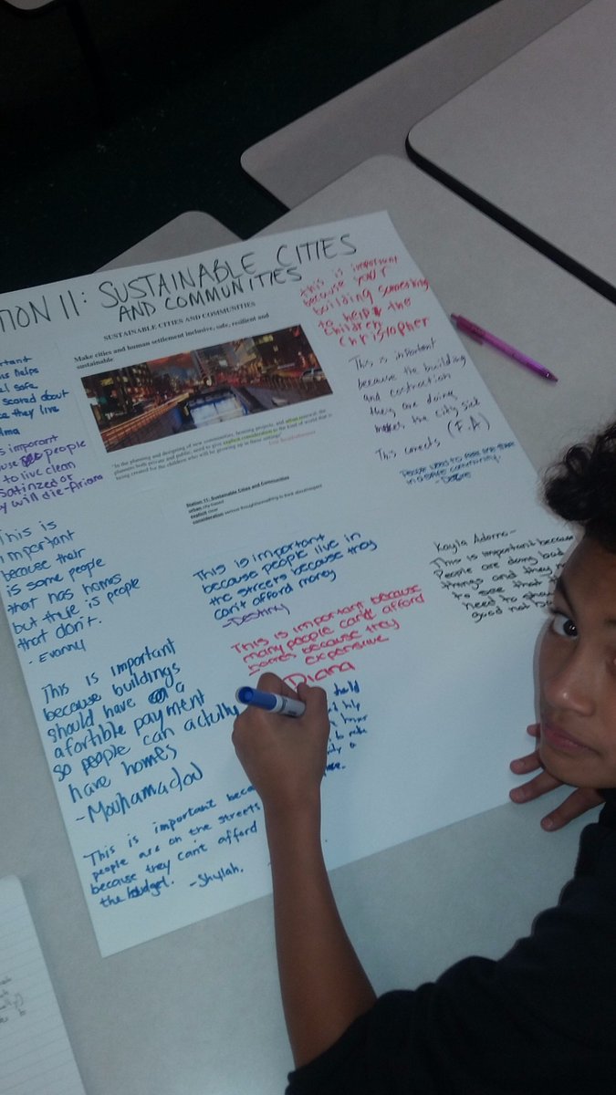 District1NYC's tweet photo. PS 140 #JrAmbassadors explored UN's 17 Goals for Sustainable Development in #GalleryWalk to determine their project focus.  @NYCSchools https://t.co/2RoaLNmt30