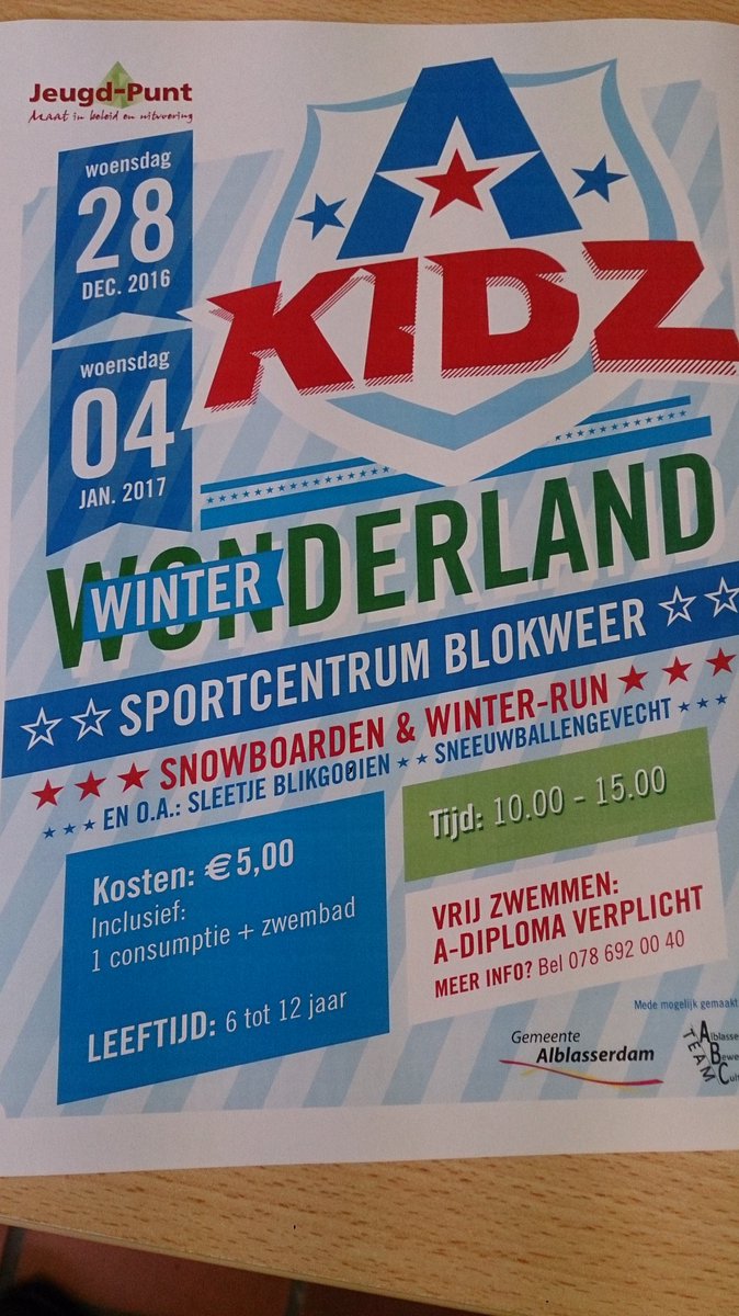 Op woensdag 28 dec en 4 jan. is er weer een Akidz,  Check de poster hieronder.