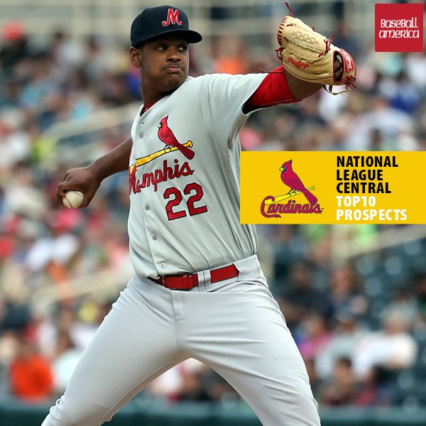 BaseballAmerica's tweet photo. #Top10Prospects Alex Reyes could develop into the rare, bona fide ace and he's the @Cardinals' No. 1 prospect. https://t.co/PMlCG43xxA https://t.co/bTN64SIR2R
