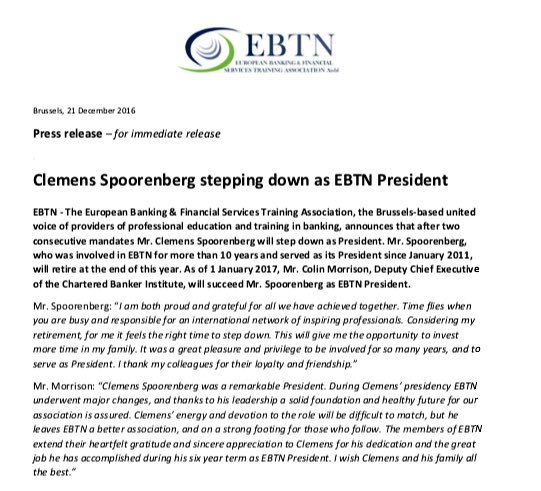 _EBTN's tweet photo. NEWS - @clemensspoorenb stepping down as President. #EBTN announces @ColinMorrisonCB as its new President. [More info: @FEmery_EBTN] https://t.co/I0bwBubInE