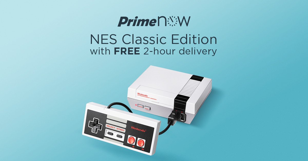 amazon's tweet photo. #NESClassicEdition is back on Prime Now in Nashville, Chicago, Minneapolis: https://t.co/kxwgPhGV1T https://t.co/CMRvPbPah2