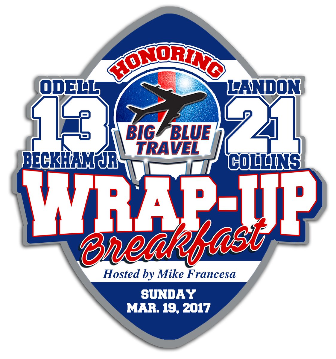 BigBlueTravel's tweet photo. The much anticipated GIANTS WRAP UP BREAKFAST honoring ODELL BECKHAM JR and LANDON COLLINS is now available @ https://t.co/iDq9sylw7o https://t.co/Rr0zp4NfzR