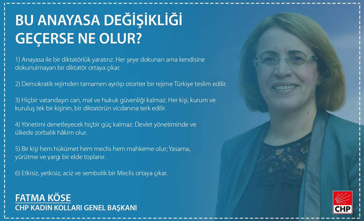 Başkanlık Sistemini içeren Anayasa değişikliğine HAYIR diyoruz. Çünkü...