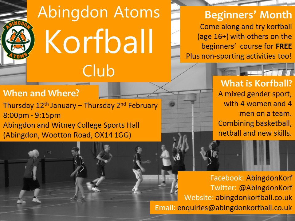 Looking to try something new in 2017?  Why not try korfball!  Try our FREE beginners' course. #korfball #abingdon #Oxfordshire