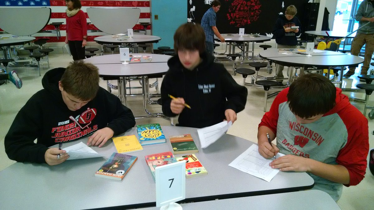 Sabish 7th graders loving the 96 bookclub choices!@fdlschools